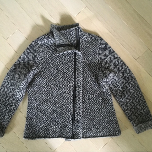 Eileen Fisher Moon High Collar Wool&Alpaca Blend asymmetrical Jacket - Picture 3 of 11